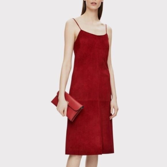 NWT THEORY Telson Dark Crimson Metises Suede Size 2 - Picture 1 of 15